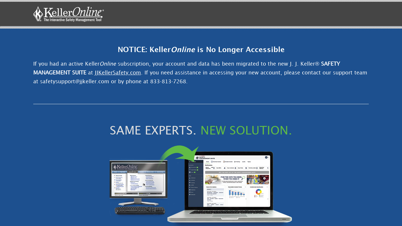 KellerOnline® Safety Management System Landing page