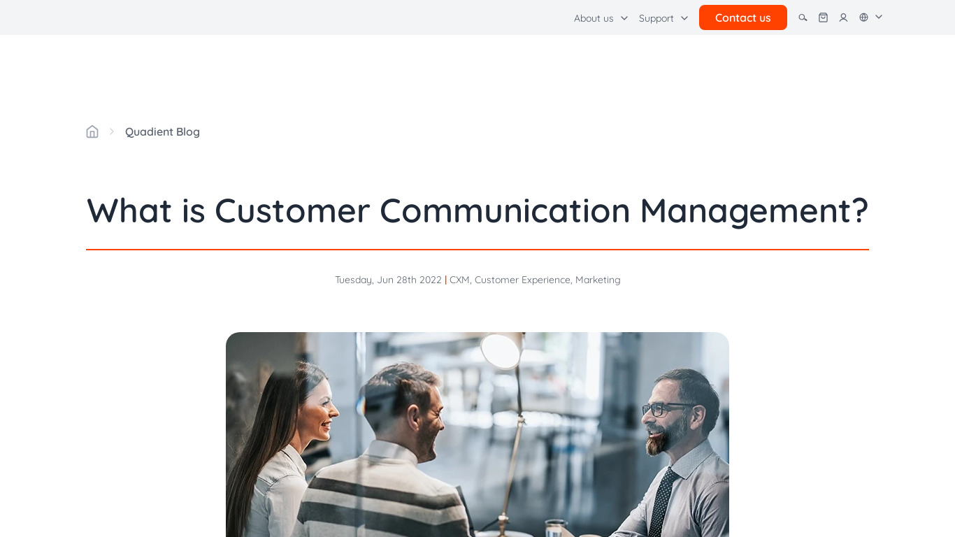 Quadient Customer Communications Management Landing page