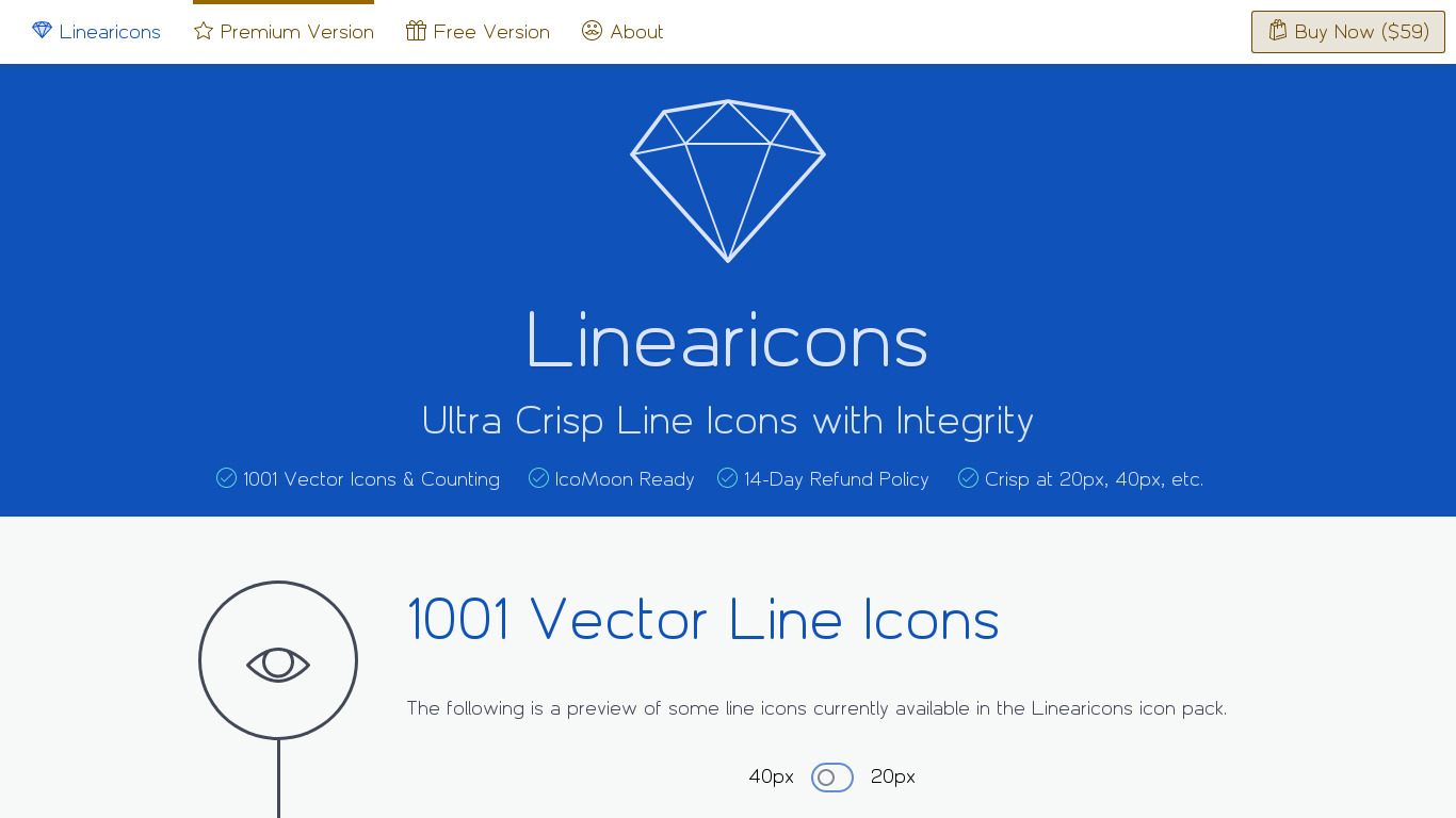 Linearicons Landing page