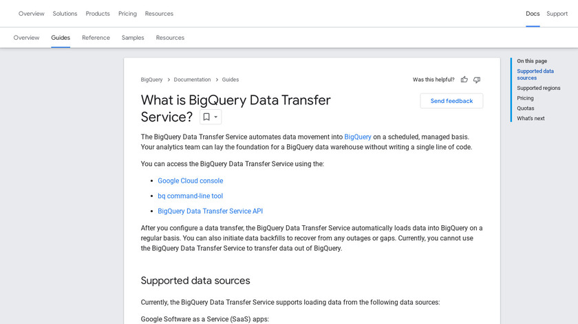 Google BigQuery Data Transfer Service Landing Page