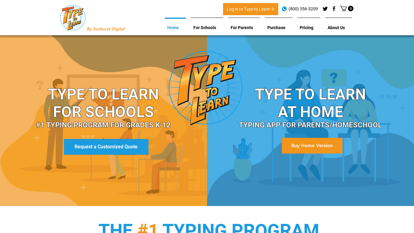 Type to Learn 4 Landing page