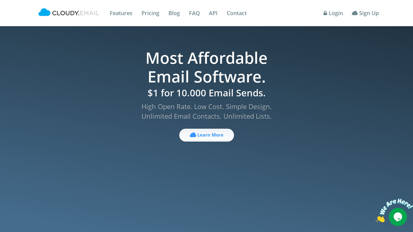 Cloudy Email Landing page
