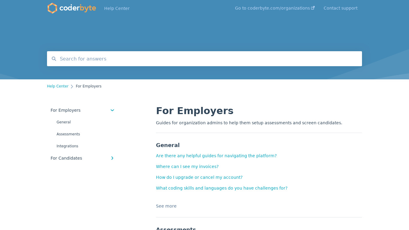 Coderbyte for Employers Landing page