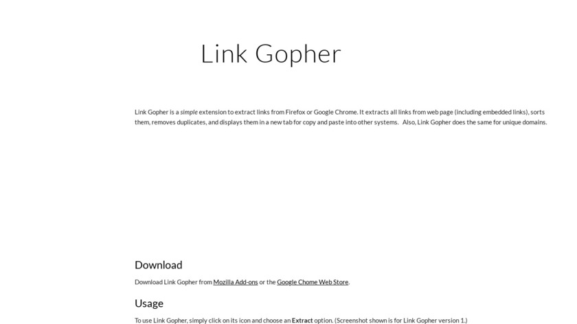 Link gopher Landing Page