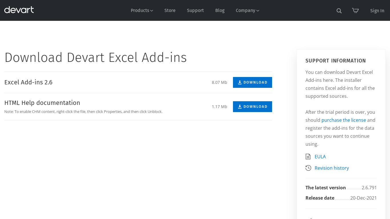 Excel Add-ins by Devart Landing page