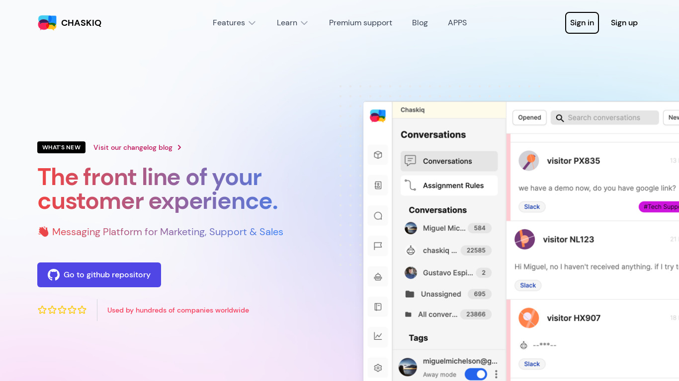 Chaskiq Landing page