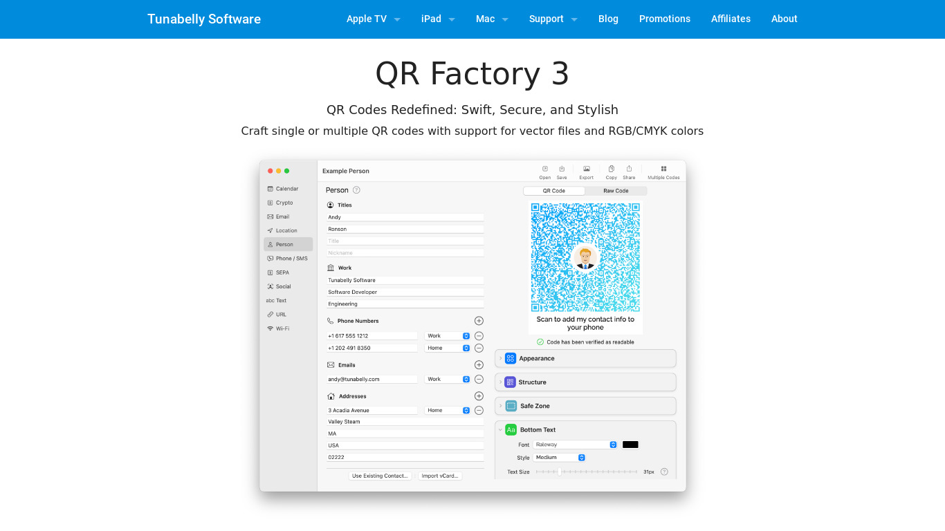 QR Factory Landing page