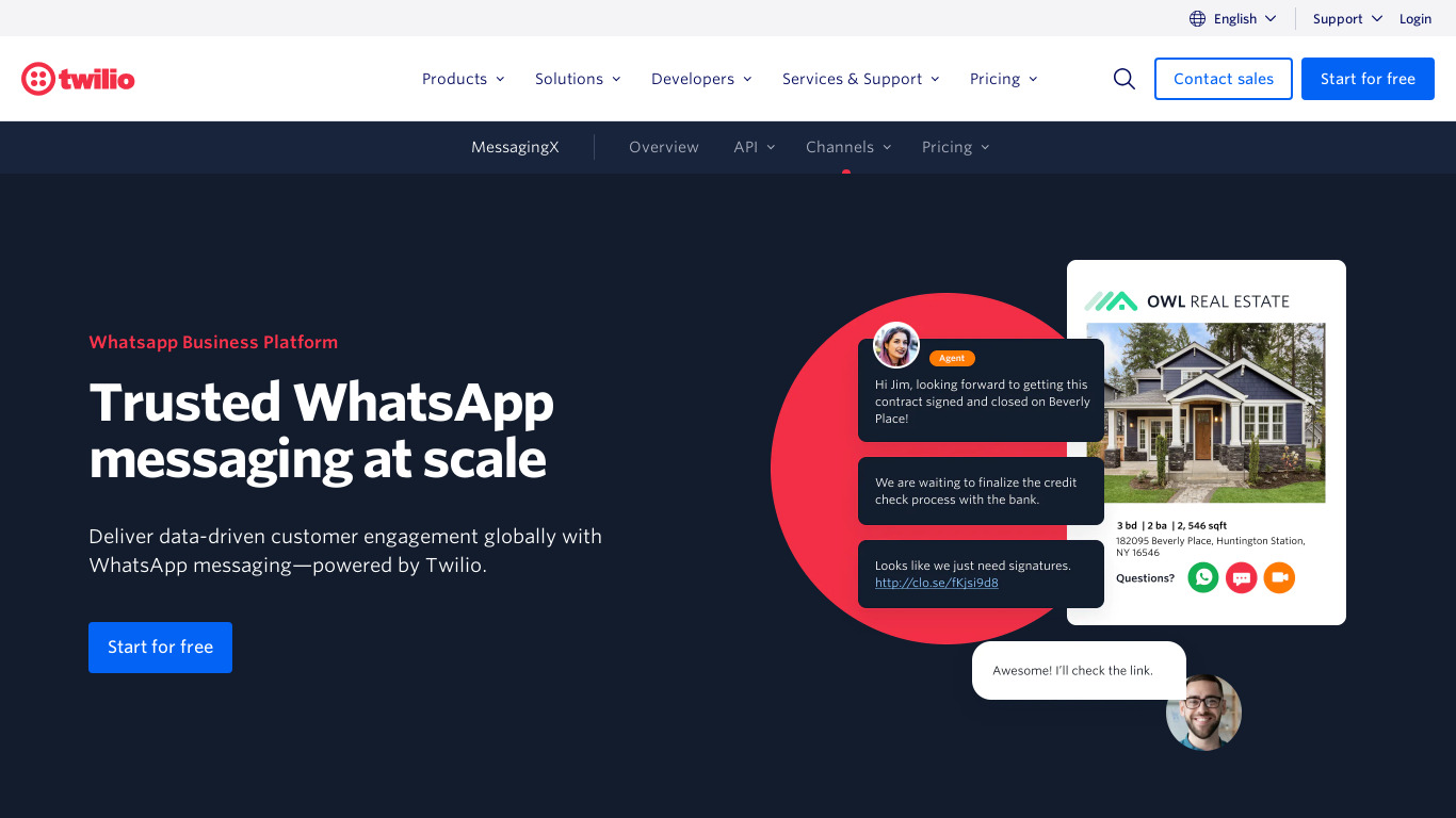 Twilio API for WhatsApp Landing page