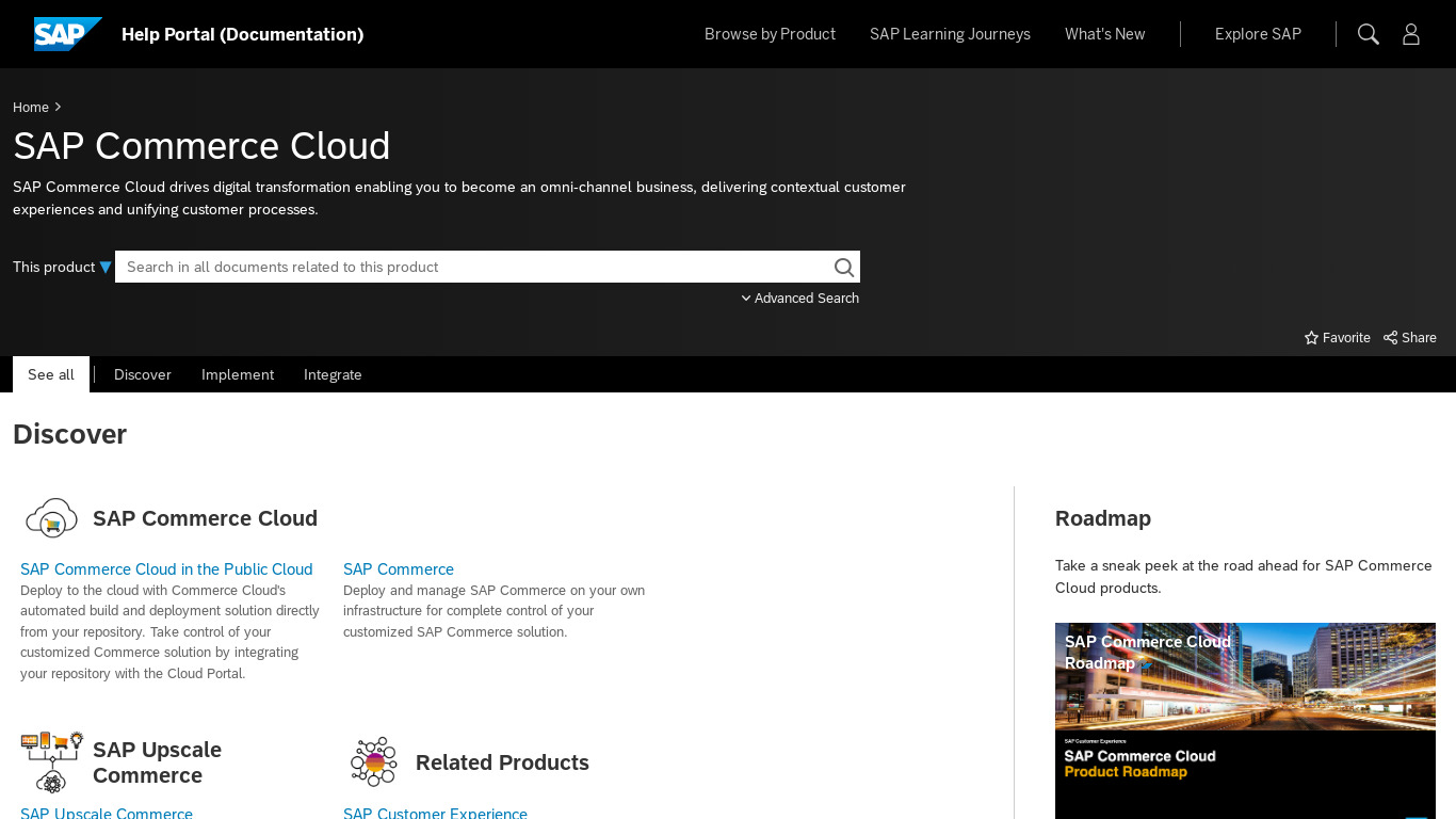 SAP Commerce Cloud Landing page
