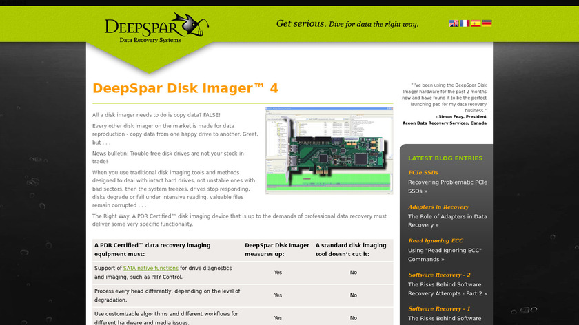DeepSpar Disk Imager Landing Page