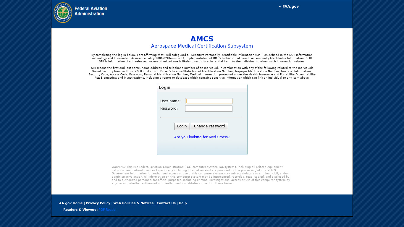 AMCS Landing page