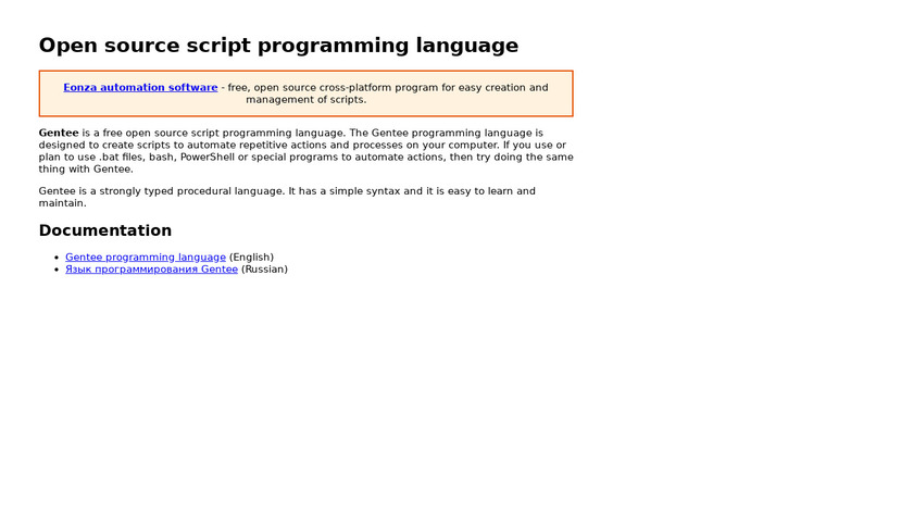 Gentee Landing Page