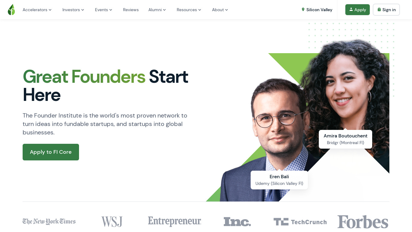 Founder Institute Landing page