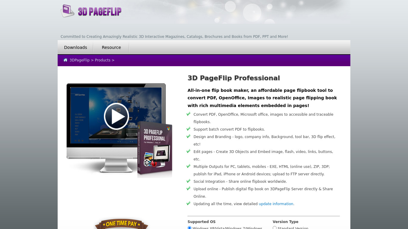 3D PageFlip Professional Landing page