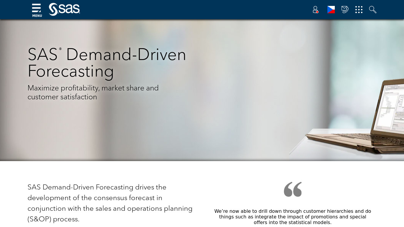 SAS Demand-Driven Forecasting Landing page