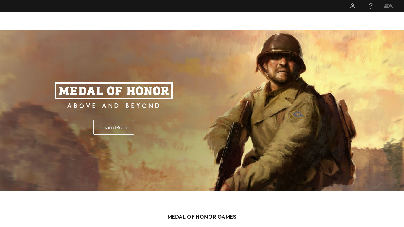 Medal of Honor Landing page