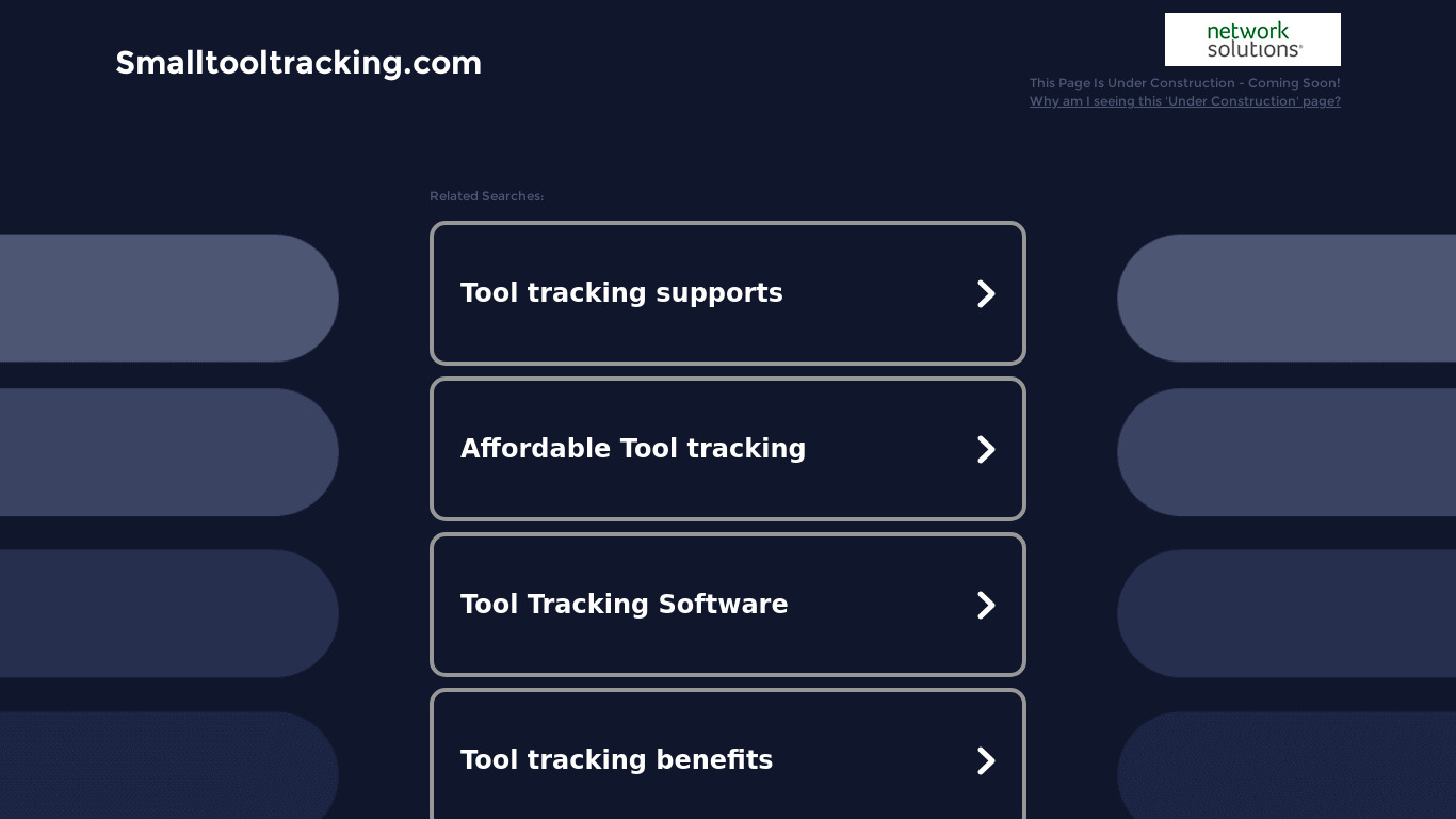 Small Tool Tracking Landing page
