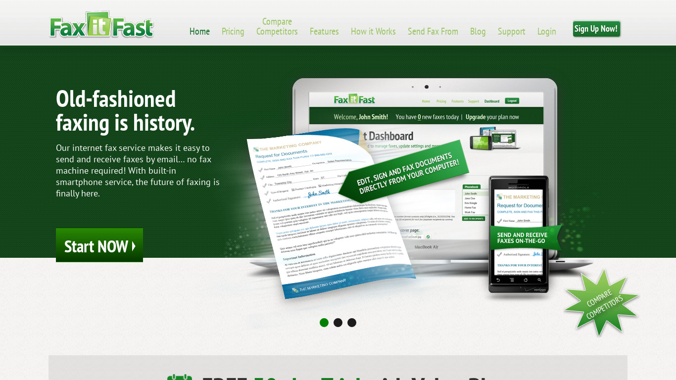 FaxitFast Landing page