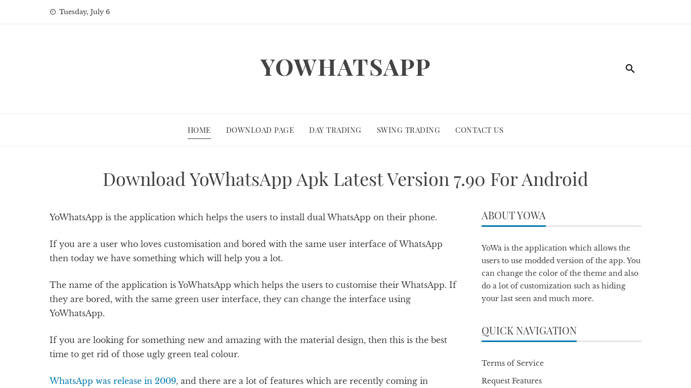 Yowhatsapp Landing page