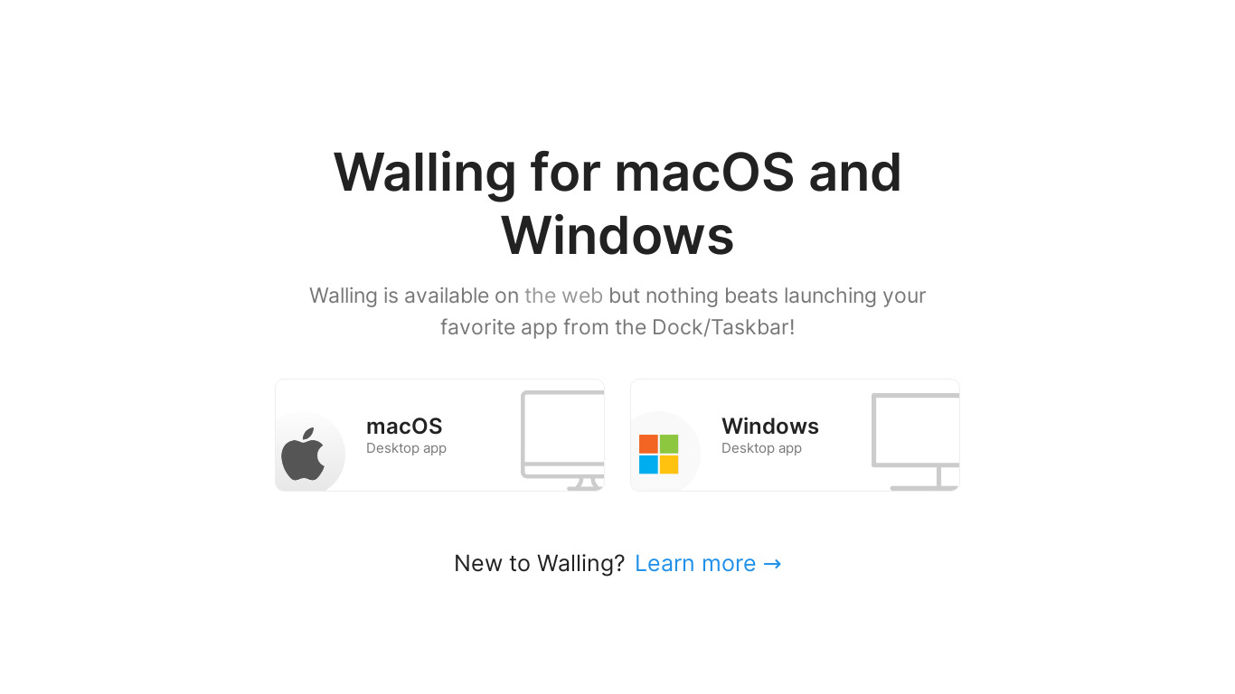 Walling for Windows Landing page