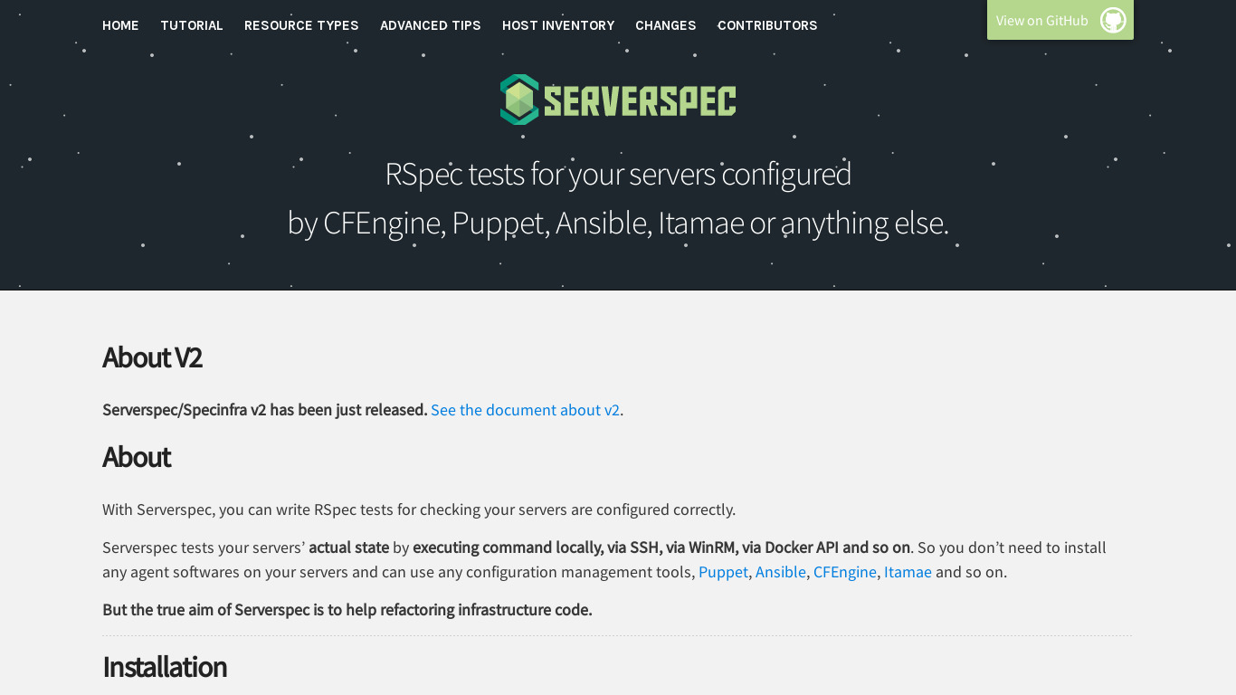 Serverspec Landing page