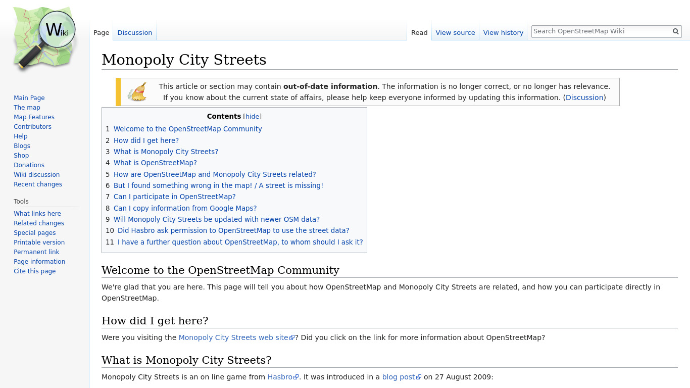 Monopoly City Streets Landing page