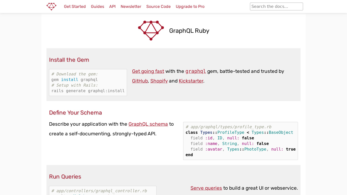 GraphQL Ruby Landing page