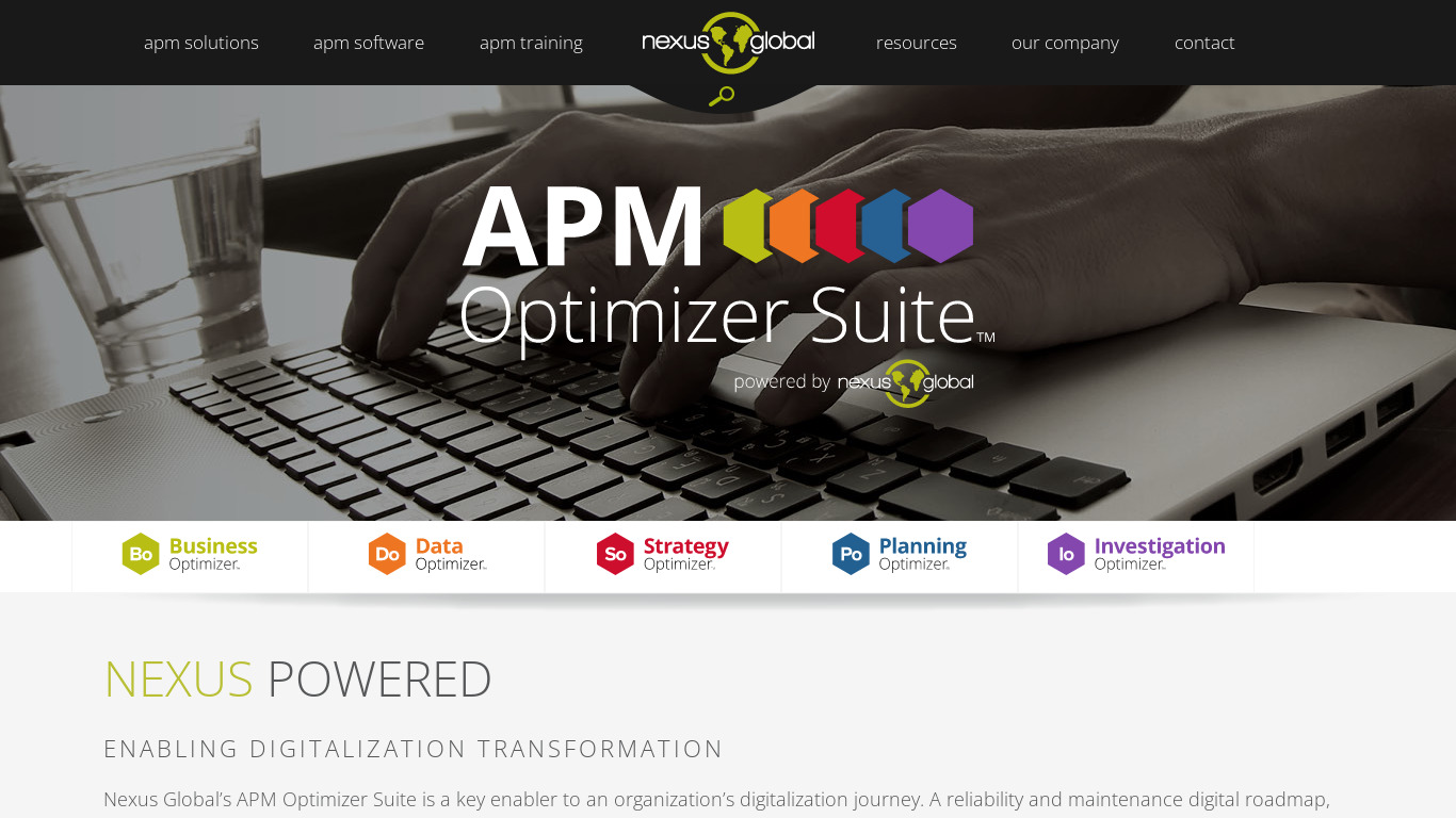 APM Optimizer Suite Landing page