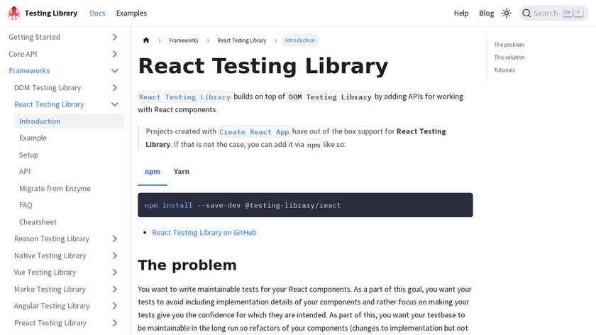 react-testing-library Landing Page