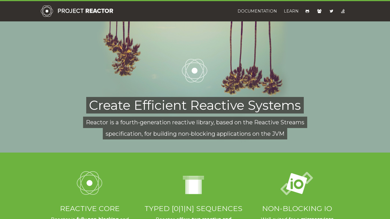 Project Reactor Landing page