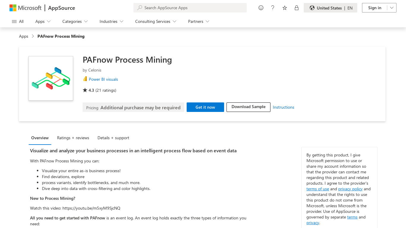 PAFnow Process Mining Landing page