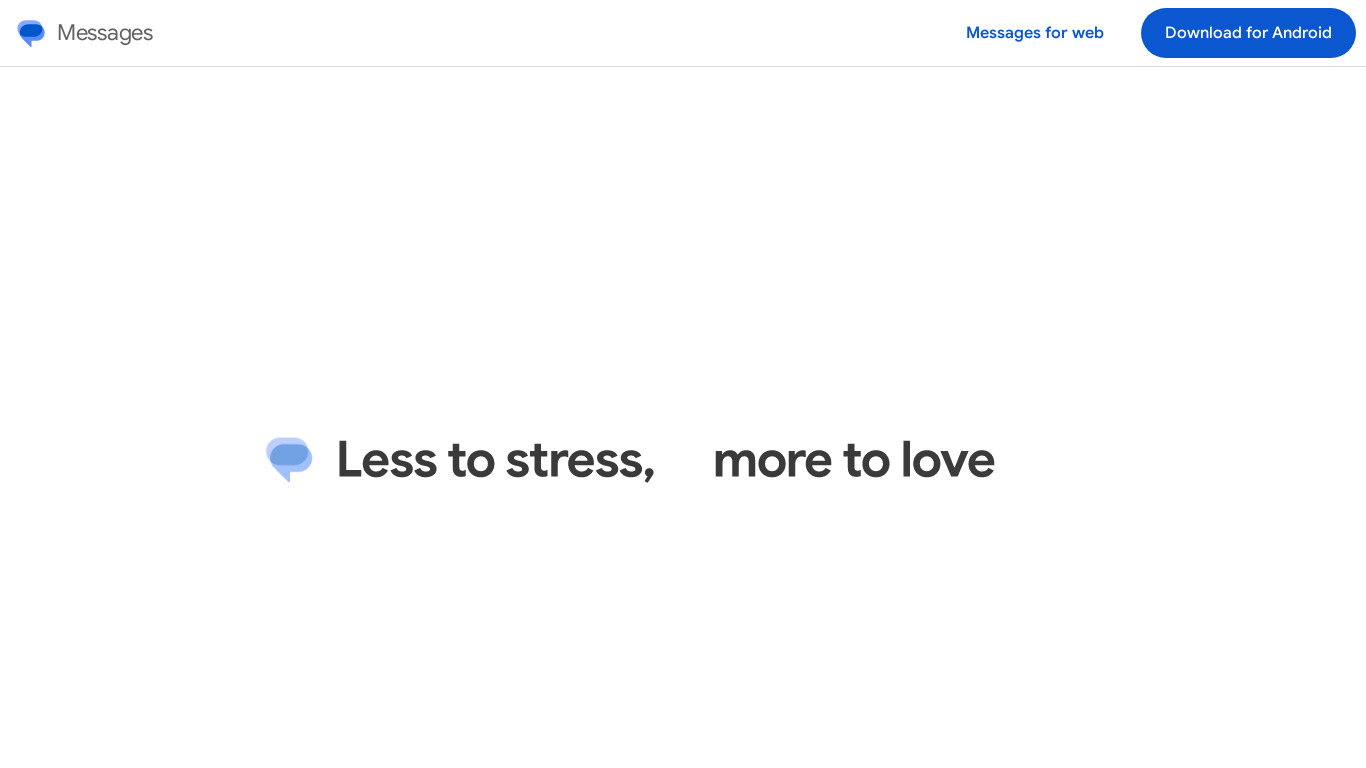 Messages by Google Landing page