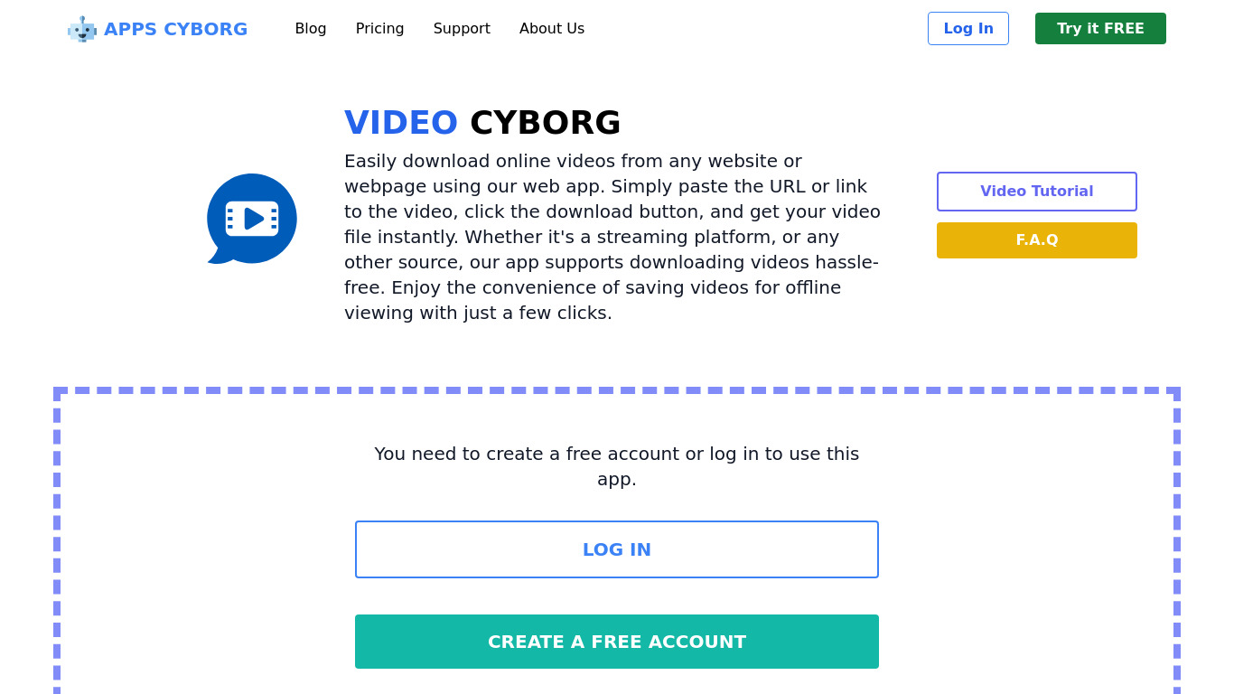 Video Cyborg Landing page