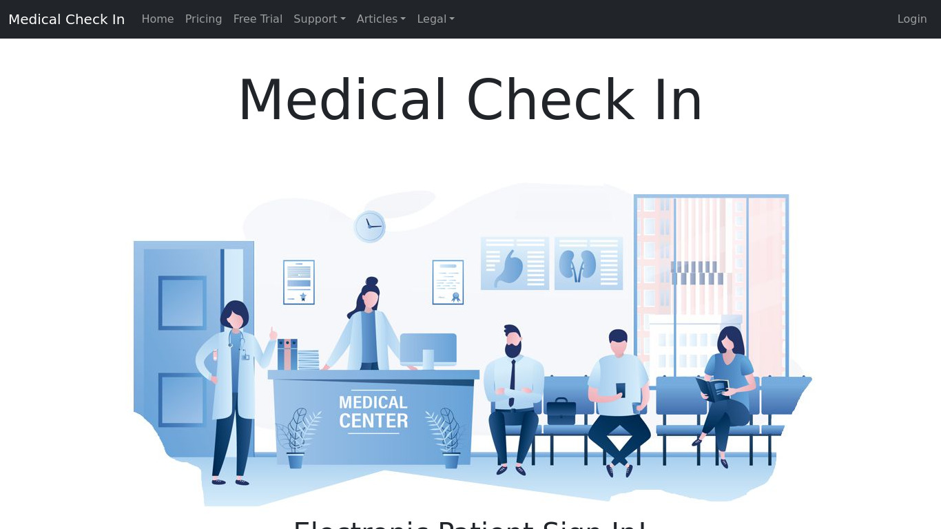 Medical Check In Landing page