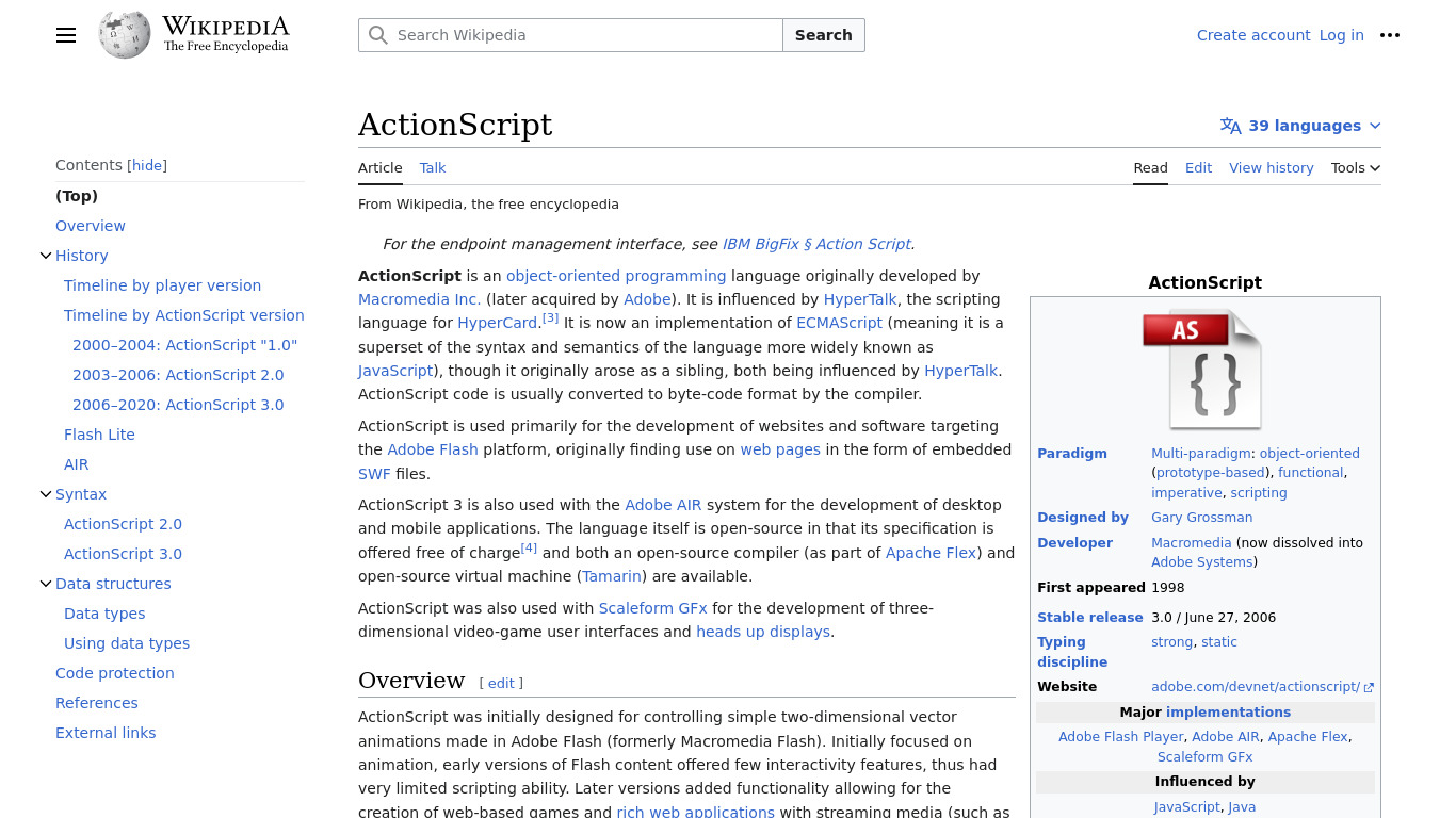 ActionScript Landing page