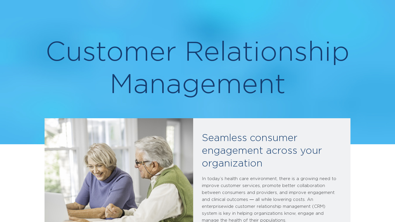 Cerner Customer Relationship Management Landing page