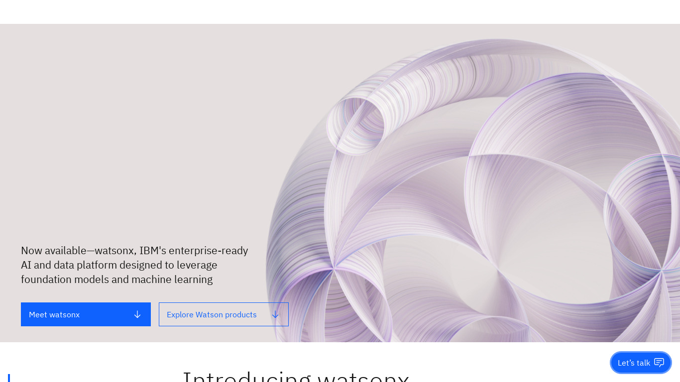 IBM Watson Landing page