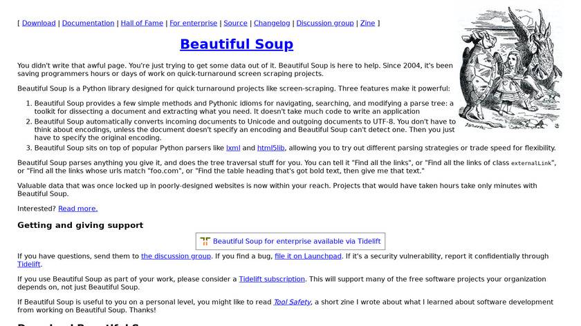 BeautifulSoup Landing Page