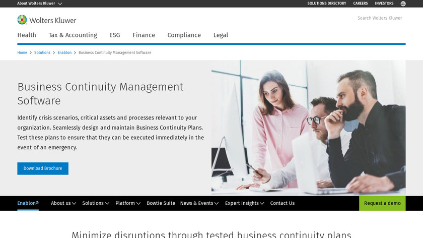 Enablon Business Continuity Management Landing Page