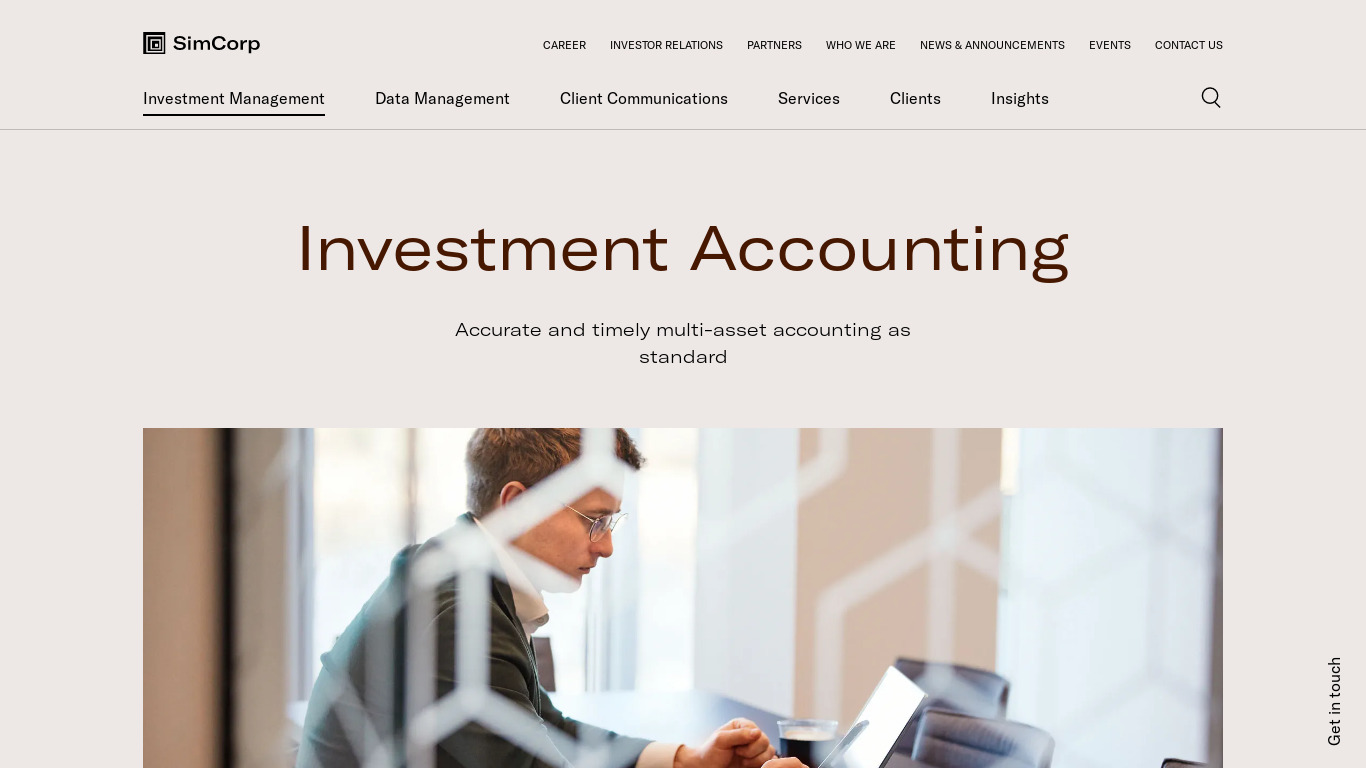 SIMCORP Investment Accounting Manager Landing page