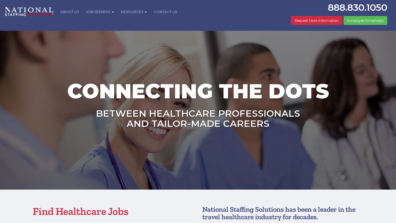 National Staffing Solutions Landing page