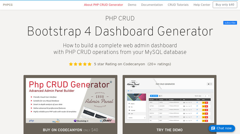 PHP CRUD Generator Landing Page