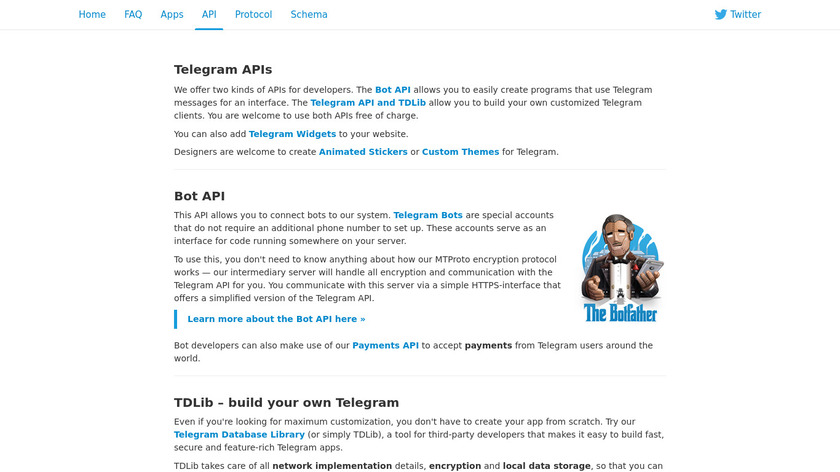 Telegram API Landing Page