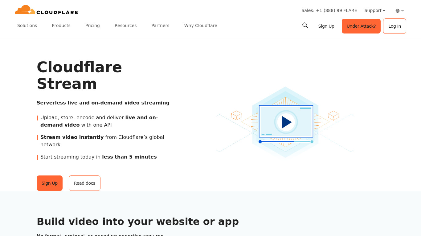 Cloudflare Stream Landing page