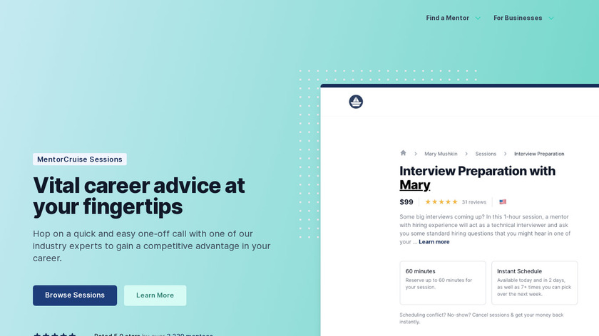 MentorCruise Sessions Landing Page