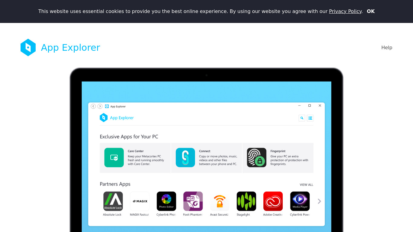 App Explorer from SweetLabs Landing page