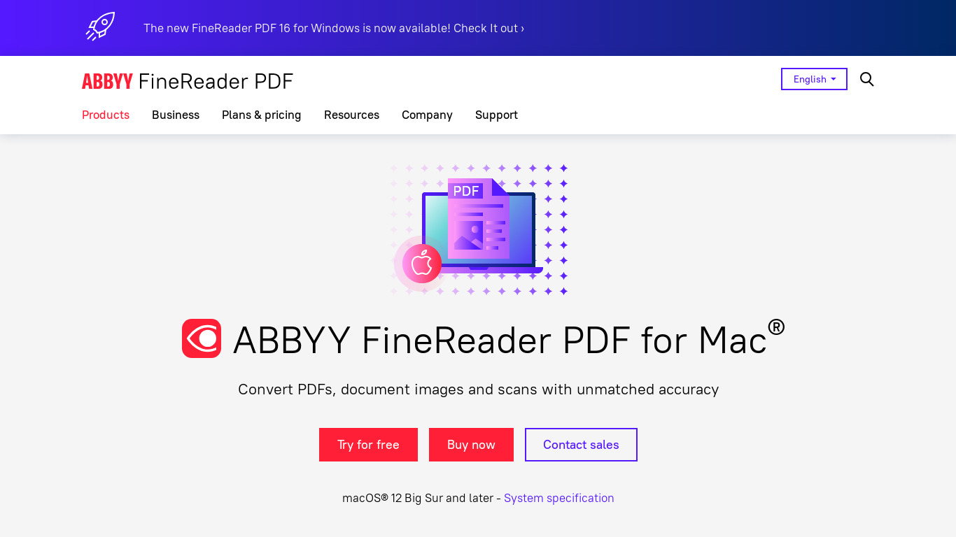 ABBYY FineReader Pro for Mac Landing page