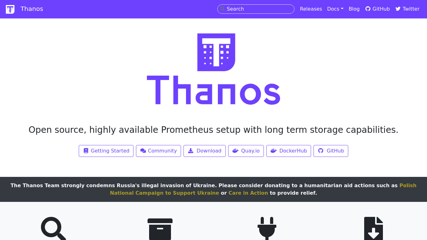 Thanos.io Landing page