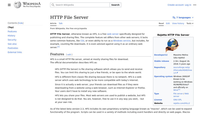 HTTP File Server (HFS) Landing Page