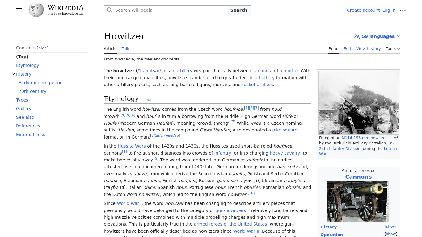 Howitzer Landing page